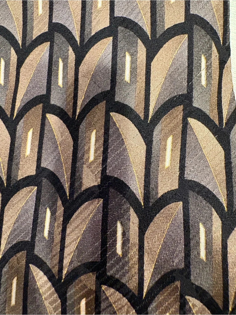 J. Ferrar Men's Geometric Silk Tie in Olive, Taupe, Beige and Black
